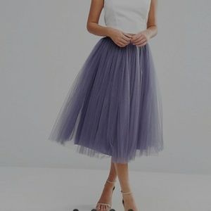 ASOS Tea Length Tulle Skirt Lavender